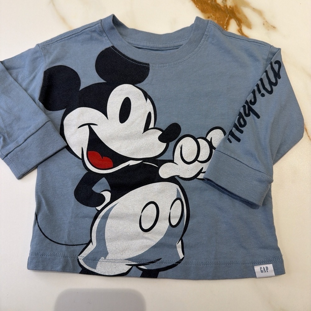 GAP Blue Long Sleeve Tee with Mickey Mouse
